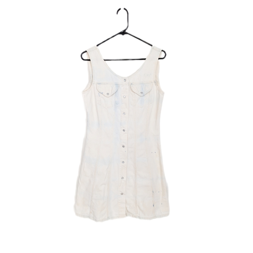 Early 2000s Grunge Button Down Denim Mini Jumper Dress